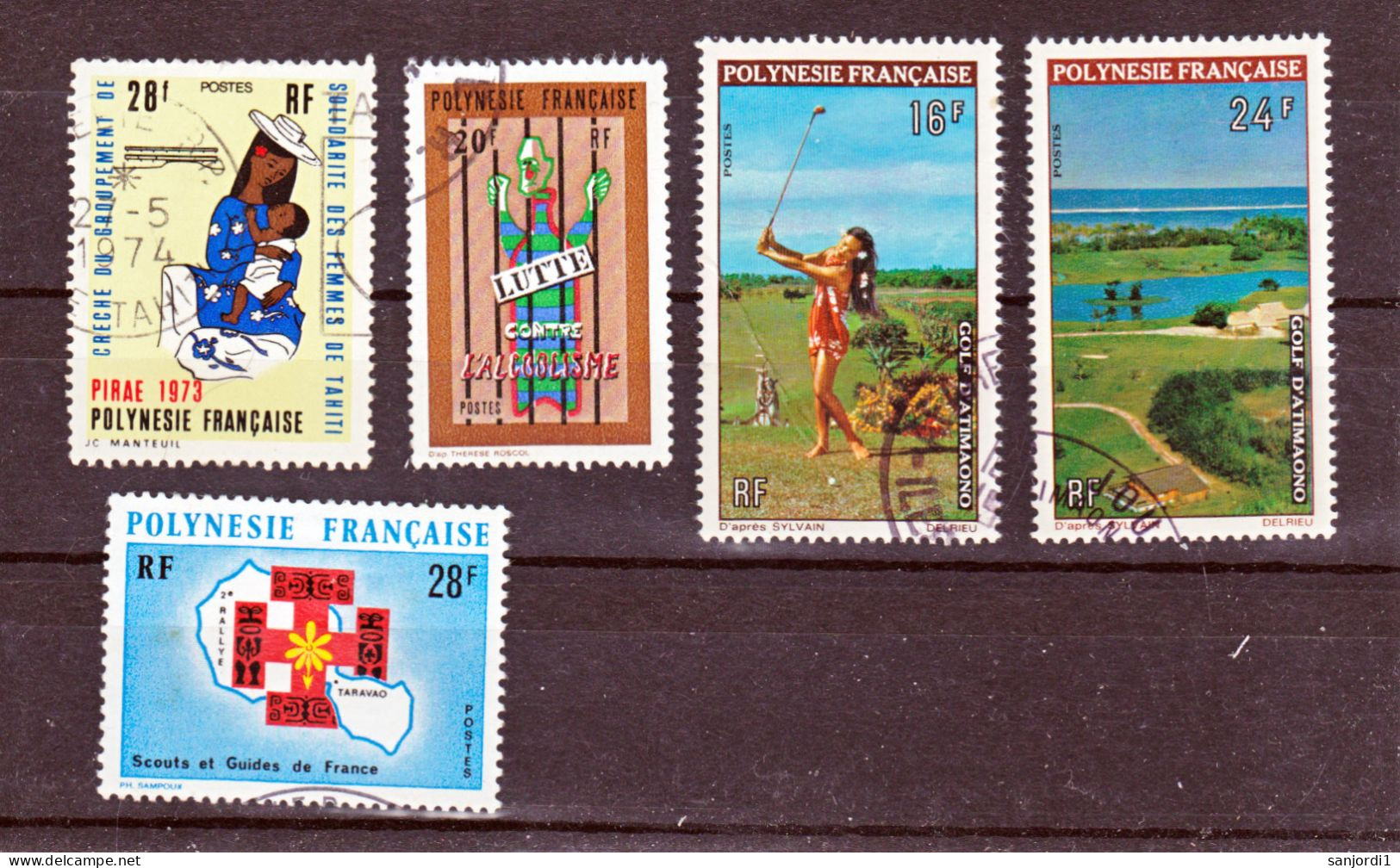 Polynésie Française  91/95 Oblitérés Used Alcoolisme Et Divers TB   Cote 30 - Used Stamps