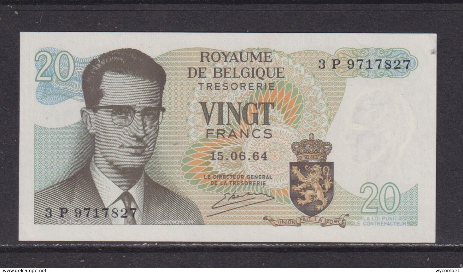 BELGIUM - 1964 20 Franc AUNC/UNC Banknote - 20 Francos