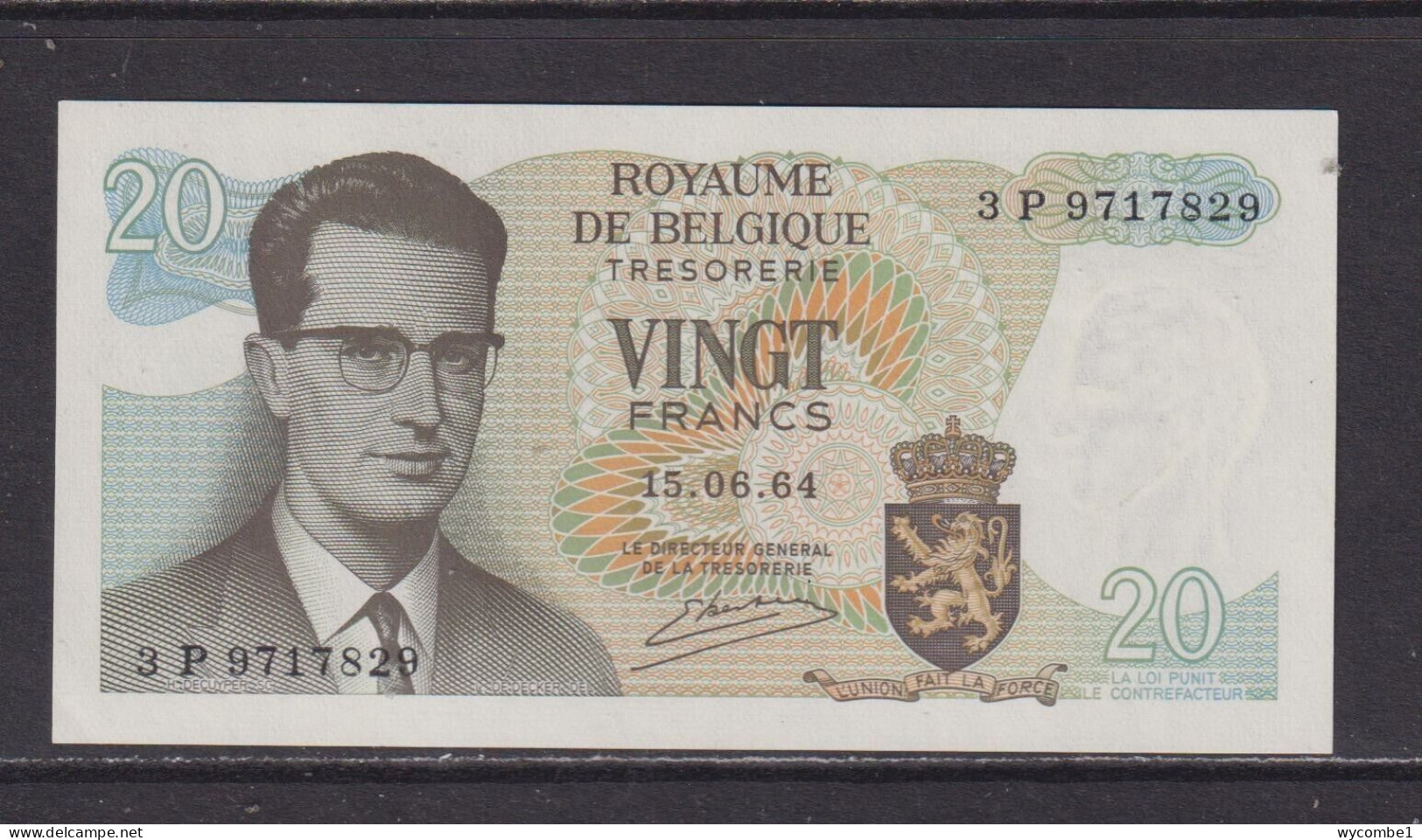 BELGIUM - 1964 20 Franc AUNC/UNC Banknote - 20 Franchi