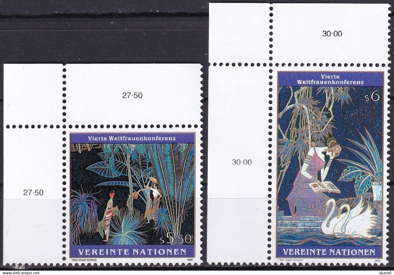 UNO WIEN 1995 Mi-Nr. 188/89 Eckrand ** MNH - Unused Stamps