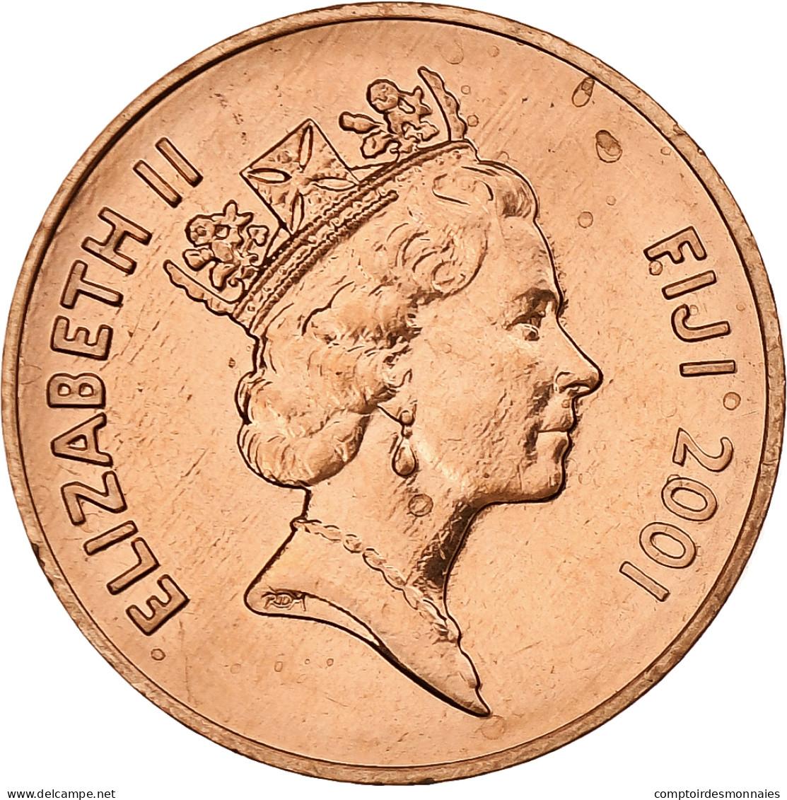 Fidji, Elizabeth II, 2 Cents, 2001, Copper Plated Zinc, SPL, KM:50a - Fidji