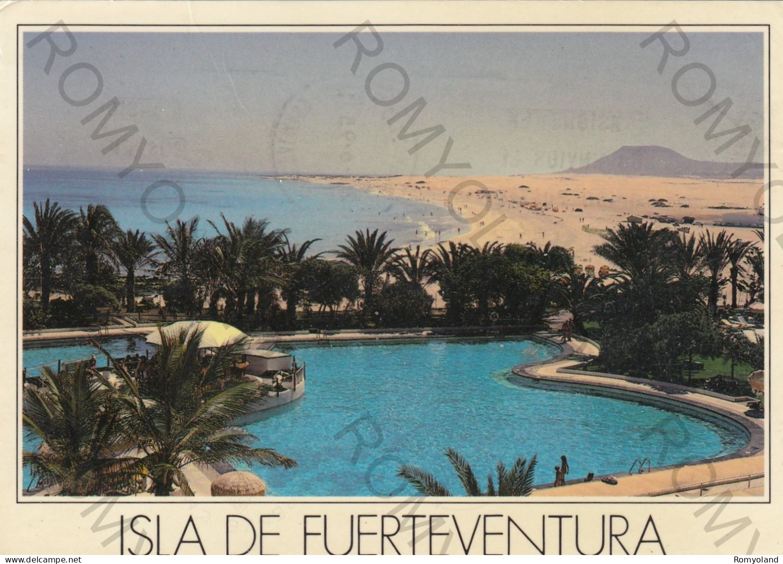 CARTOLINA  ISLA DE FUERTEVENTURA,ISOLE CANARIAS,SPAGNA-CORRALEJO.HOTEL TRES ISLAS-BOLLO STACCATO,VIAGGIATA 1995 - Fuerteventura