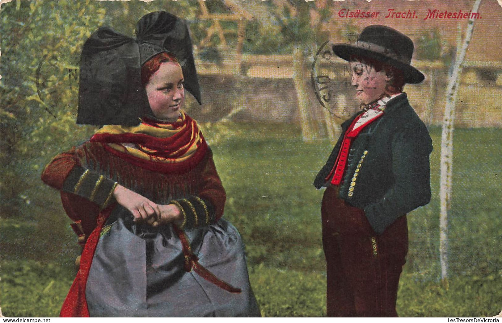 FOLKLORE - Costumes -  Costume Alsacien - Enfants - Carte Postale Ancienne - Costumes