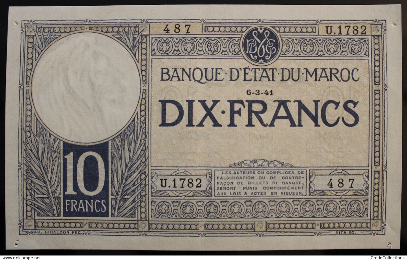 Maroc - 10 Francs - 1941 - PICK 17b.1 - SUP - Maroc