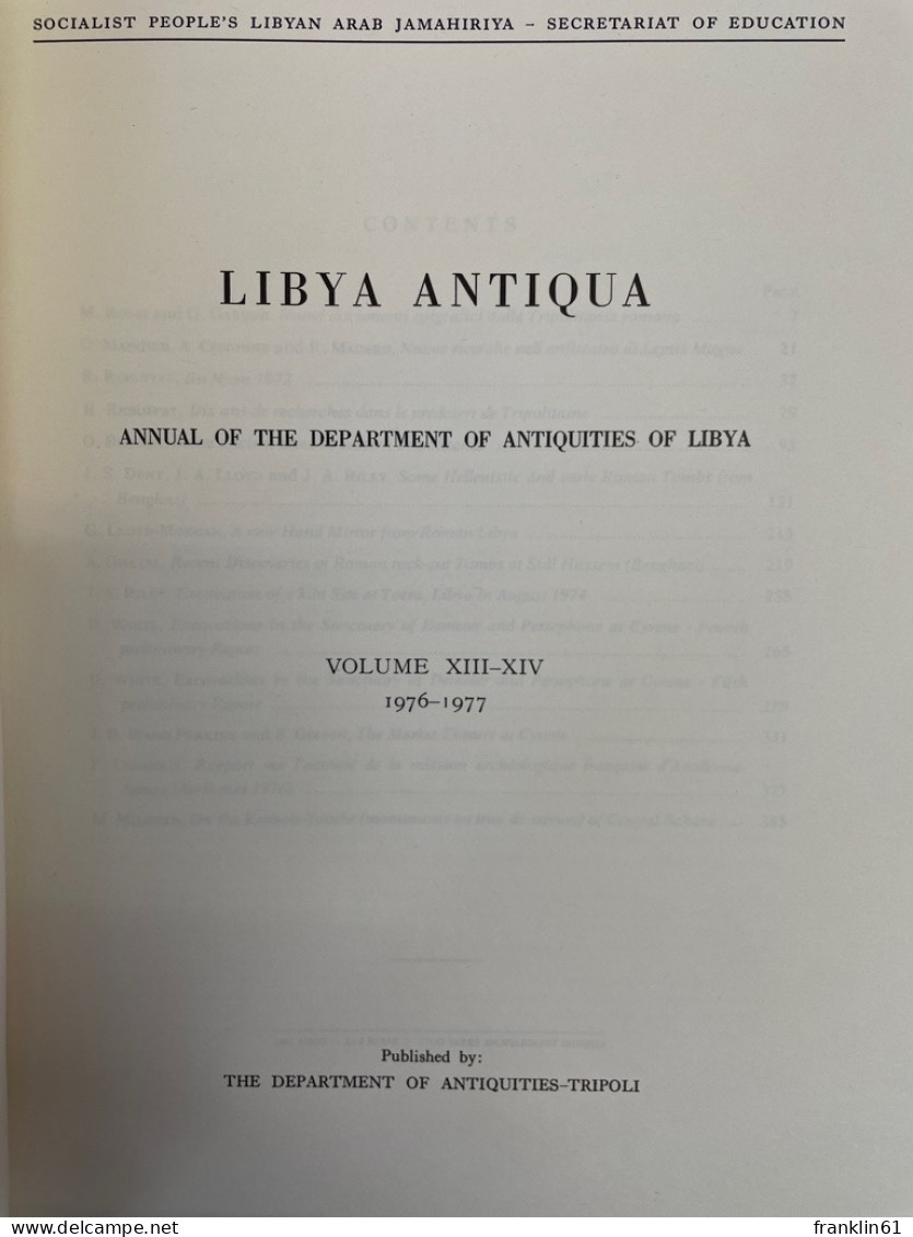 Libya Antiqua. Volume XIII - XIV 1976-1977. - Arqueología