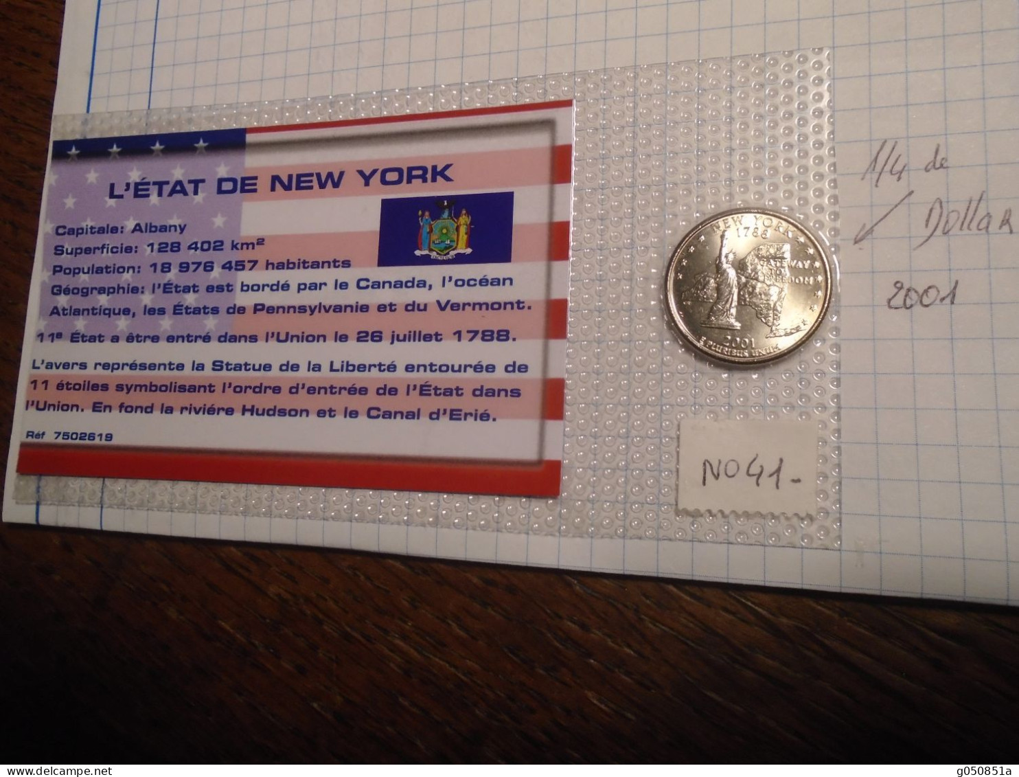 2001- USA ( ETAT NEW YORK)- SUPERBE/ PIECE/ Neuve Jamais UTILISE  Valeur 1/4 DOLLAR (protection En Plastique  )+8 Photos - Sonstige – Amerika