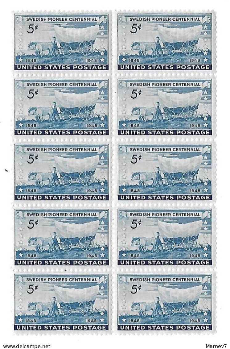 Etats-Unis - USA - Yvert 509** Neuf - 10 TP - Etablissement Pionniers Suédois Dans Midwest - 1948 - Unused Stamps