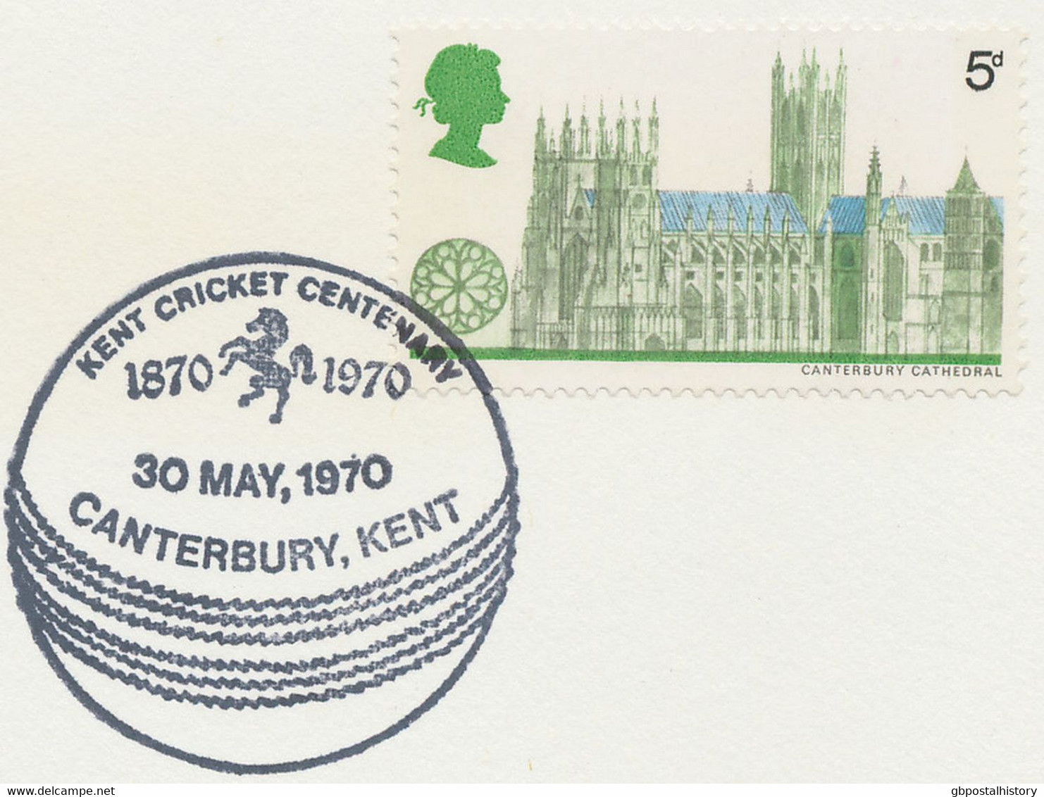 GB SPECIAL EVENT POSTMARKS KENT CRICKET CENTENARY 1870-1970 CANTERBURY, KENT, 30.5.1970 - Marcophilie