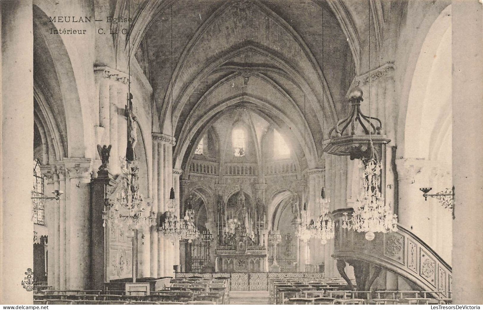 FRANCE - Meulan - Intérieur De L'église - C.L.C - Carte Postale Ancienne - Meulan