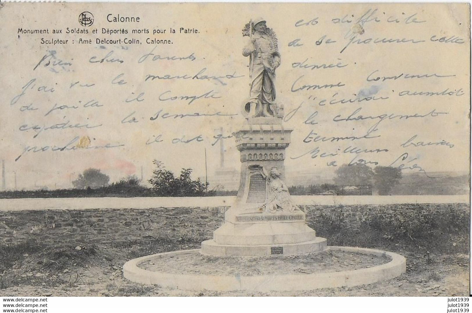 AA+ ....  CALONNE .  ANTOING ..-- Monument Aux SOLDATS Morts Pour La PATRIE . 1922 Vers SENSENRUTH . Vverso . - Antoing