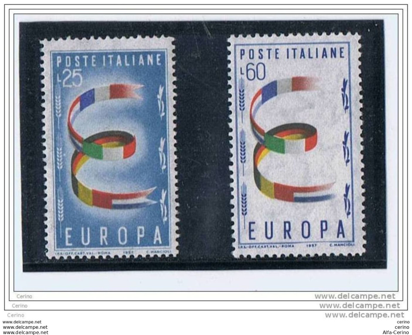 REPUBBLICA:  1957  EUROPA  -  S. CPL. 2  VAL. N. -  SASS. 817/18 - 1957