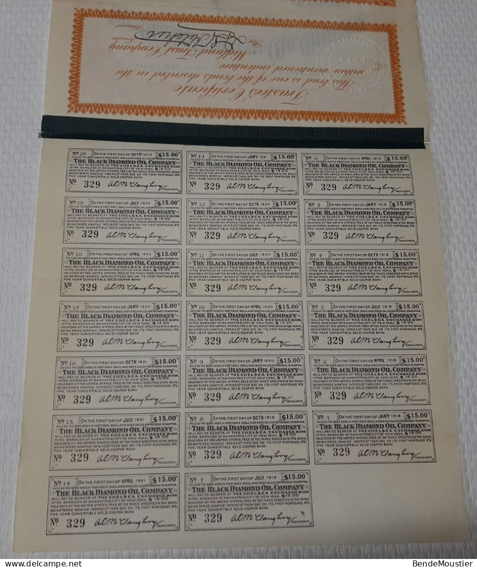 District Of Columbia - The Black Diamond Oil Company - First Mortage 6 % Convertible Gold Coupon Bond - 1917. - Oil