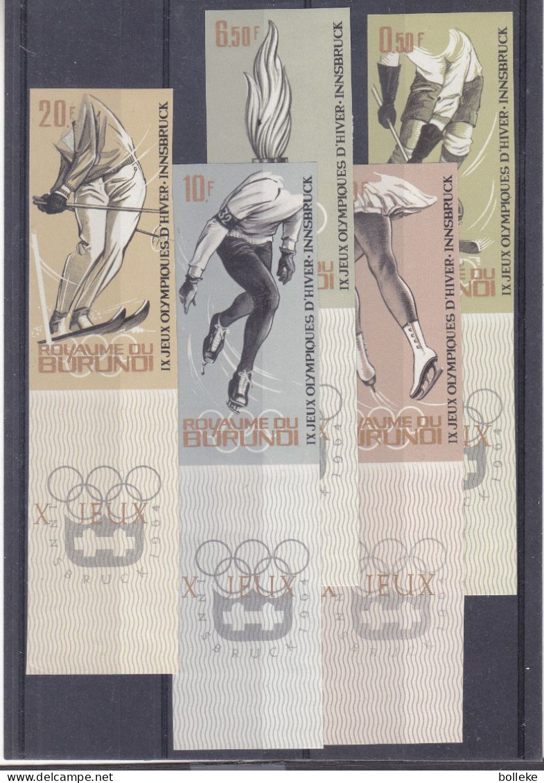 Jeux Olympiques -  Innsbruck 64 - Burundi - COB 75/9 ** - NON Dentelé Avec TAB-ski-hockey-patinage- Valeur 320 € +++ - Winter 1964: Innsbruck