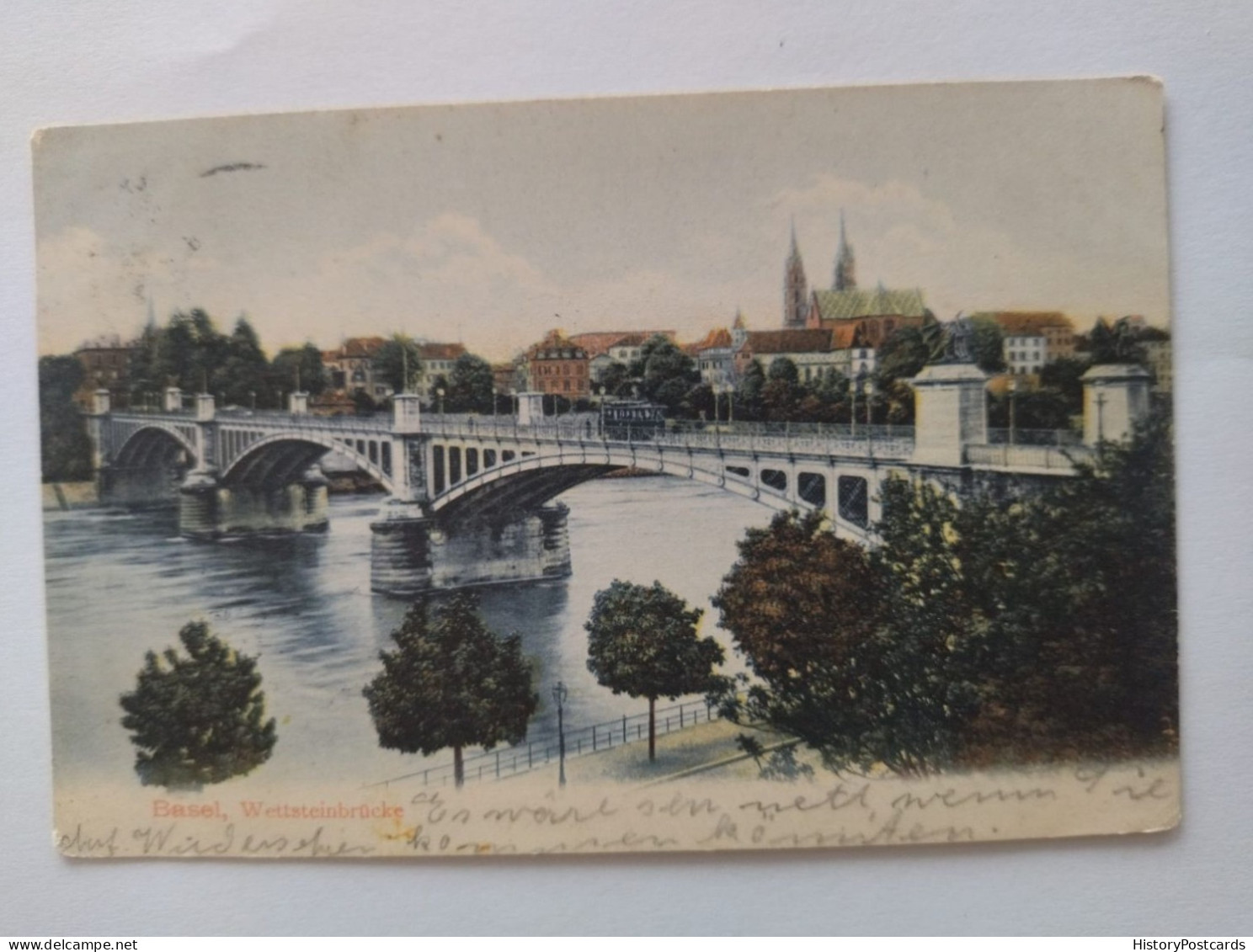 Basel, Wettsteinbrücke, Tram, 1913 - Basel