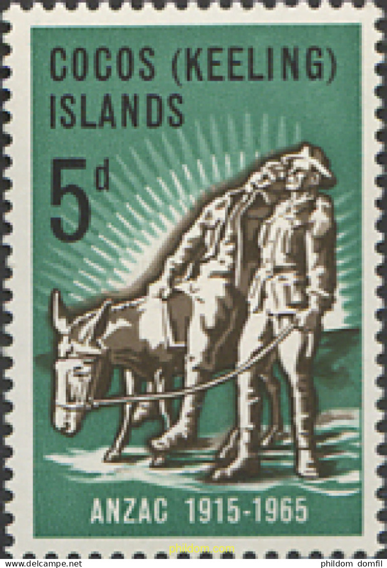 44222 MNH COCOS Islas 1965 50 ANIVERSARIO DE LA LLEGADA DE LOS ANZAC - Cocos (Keeling) Islands