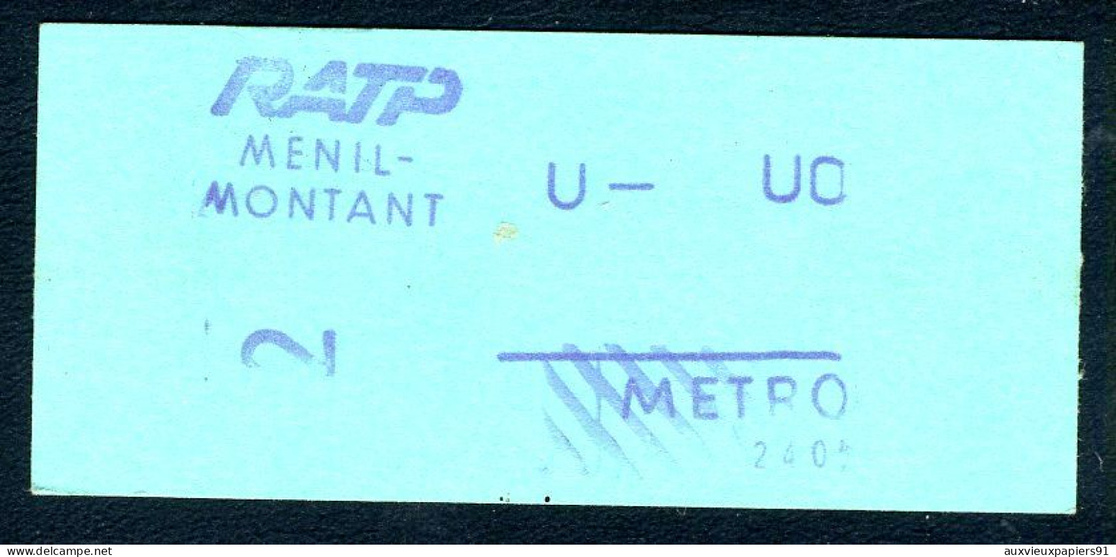 Ticket De Métro Paris - RATP - METRO - 2 Cl - Station MENILMONTANT - Europe