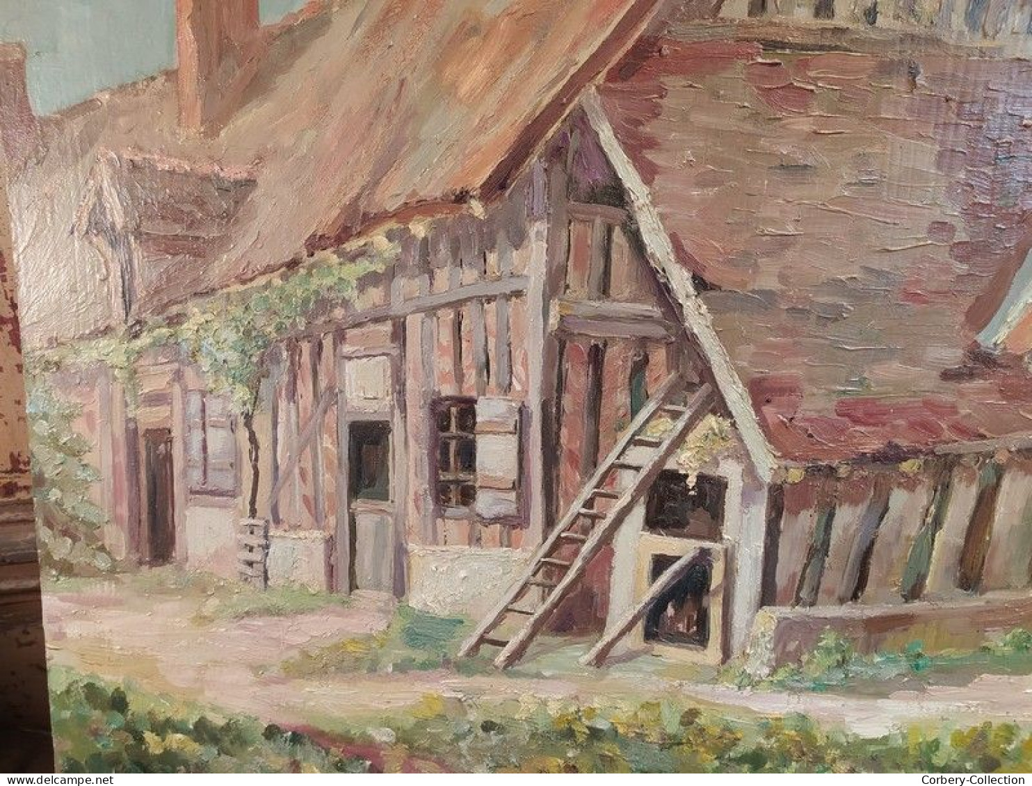 Ancien Tableau Maison De Sologne à Neuvy Près Bracieux Signé M. Marpault - Oleo