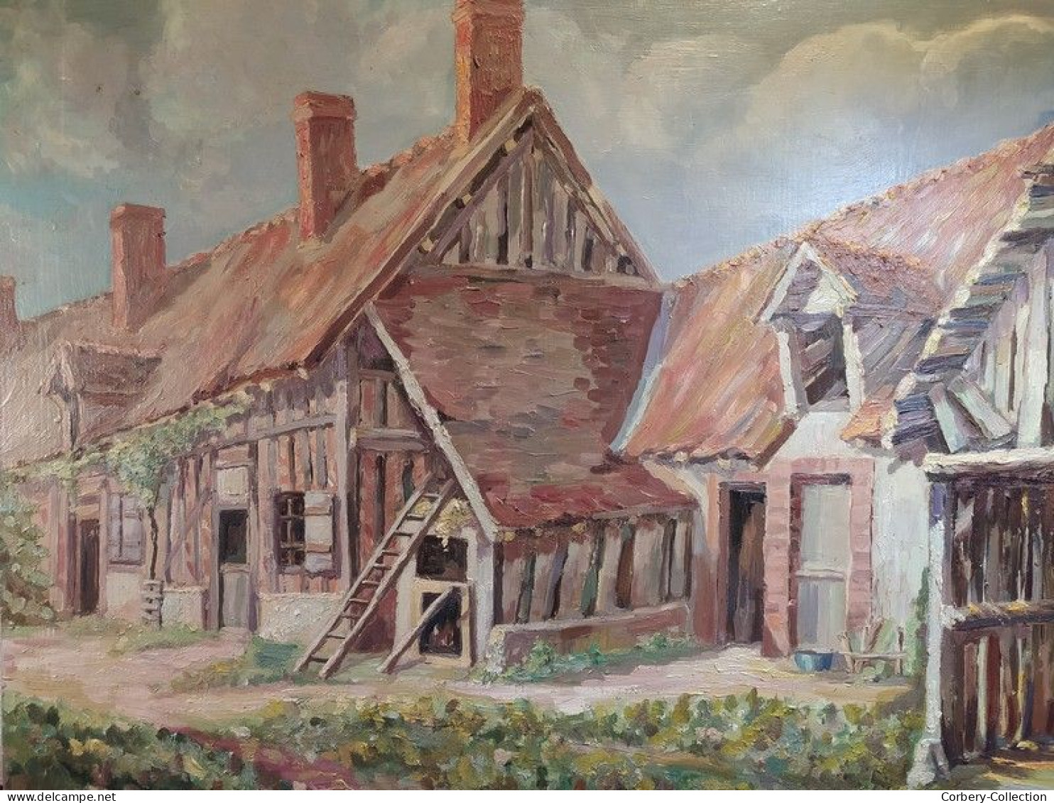 Ancien Tableau Maison de Sologne à Neuvy près Bracieux Signé M. Marpault