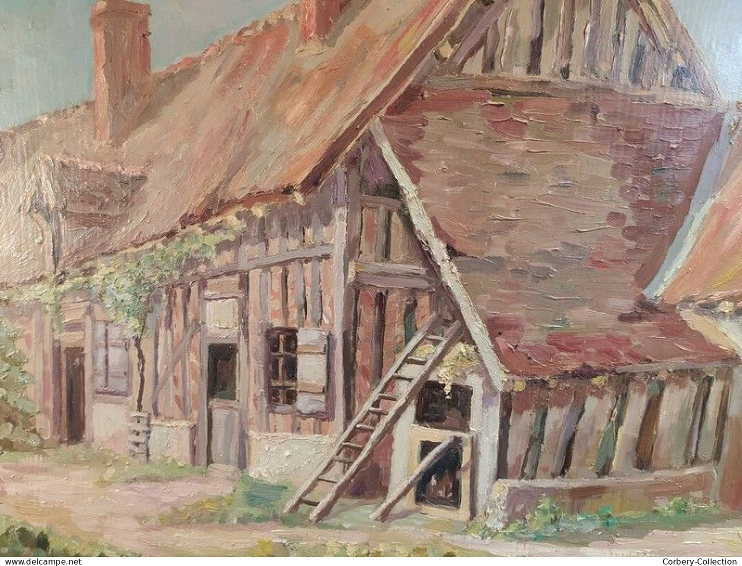 Ancien Tableau Maison de Sologne à Neuvy près Bracieux Signé M. Marpault