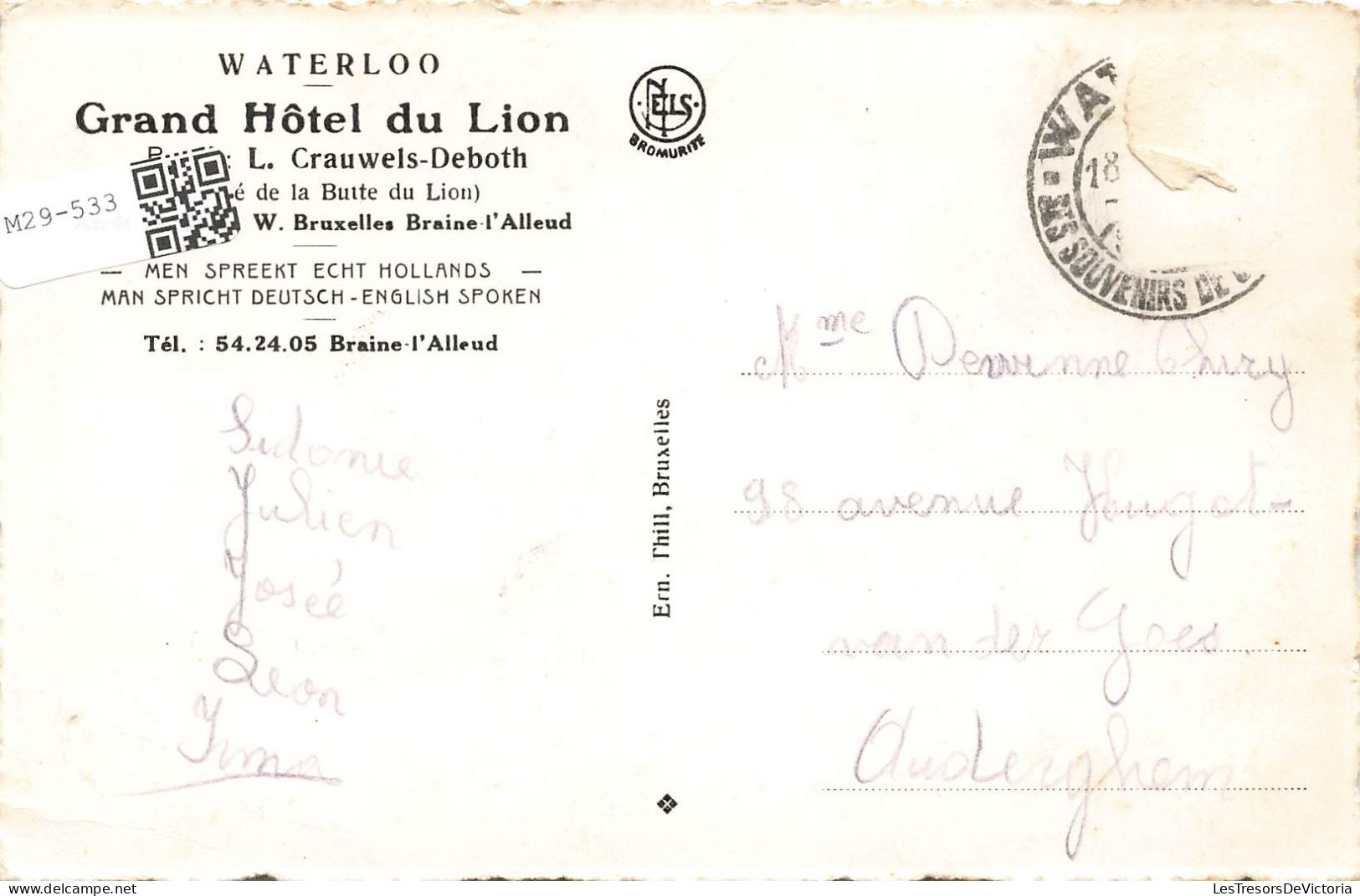 BELGIQUE - Waterloo - Le Lion - Moutons - Carte Postale - Waterloo