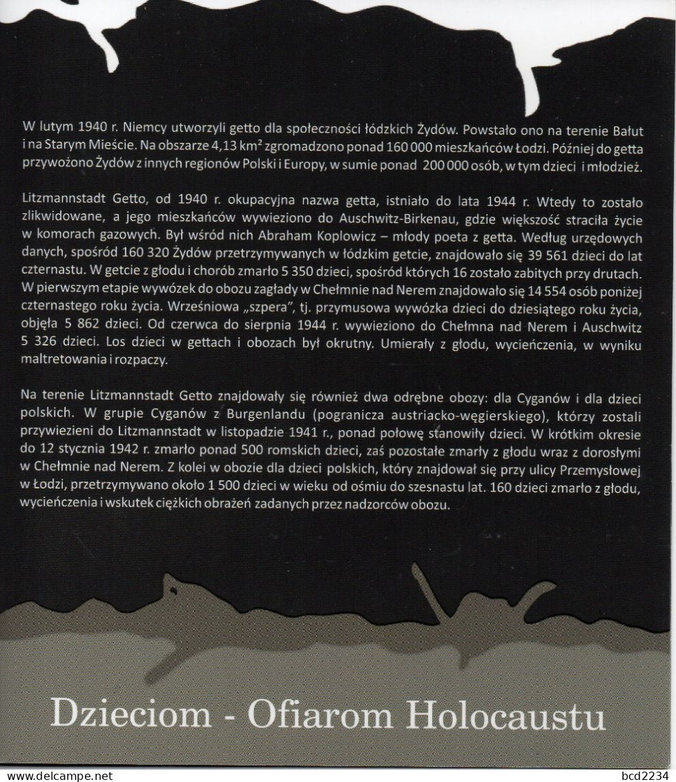 POLAND 2014 POST OFFICE LIMITED EDITION FOLDER: CHILDREN VICTIMS OF NAZI GERMANY WW2 HOLOCAUST Cp 1684 GHETTO JUDAICA - Cartas & Documentos