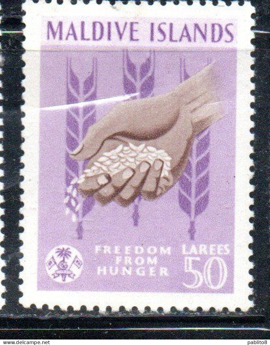 MALDIVES ISLANDS ISOLE MALDIVE BRITISH PROTECTORATED 1963 FAO FREEDOM FROM HUNGER 50L MLH - Malediven (...-1965)