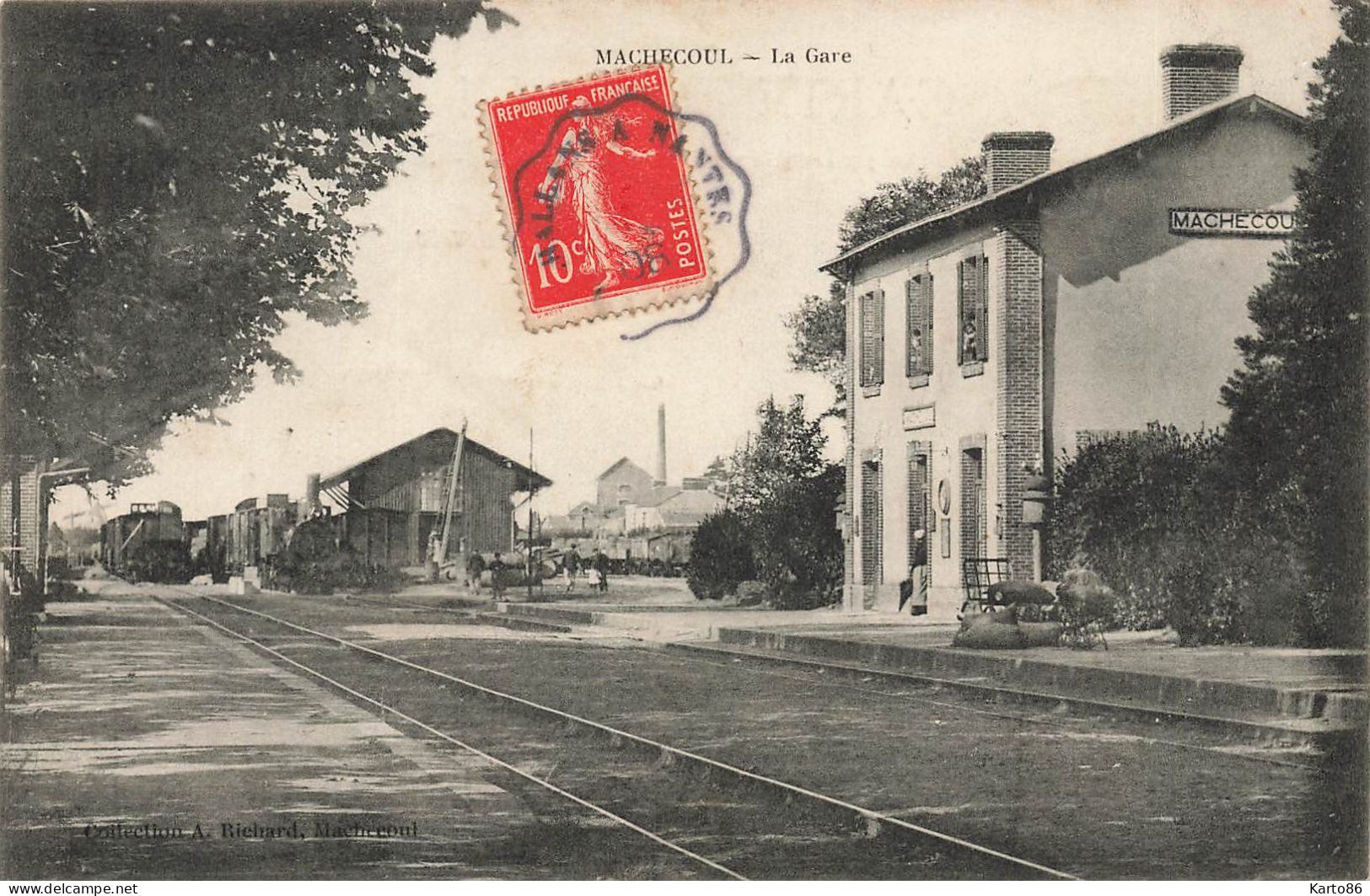 Machecoul * 1908 * La Gare * Train Wagons * Ligne Chemin De Fer * éditeur A. Richard - Machecoul