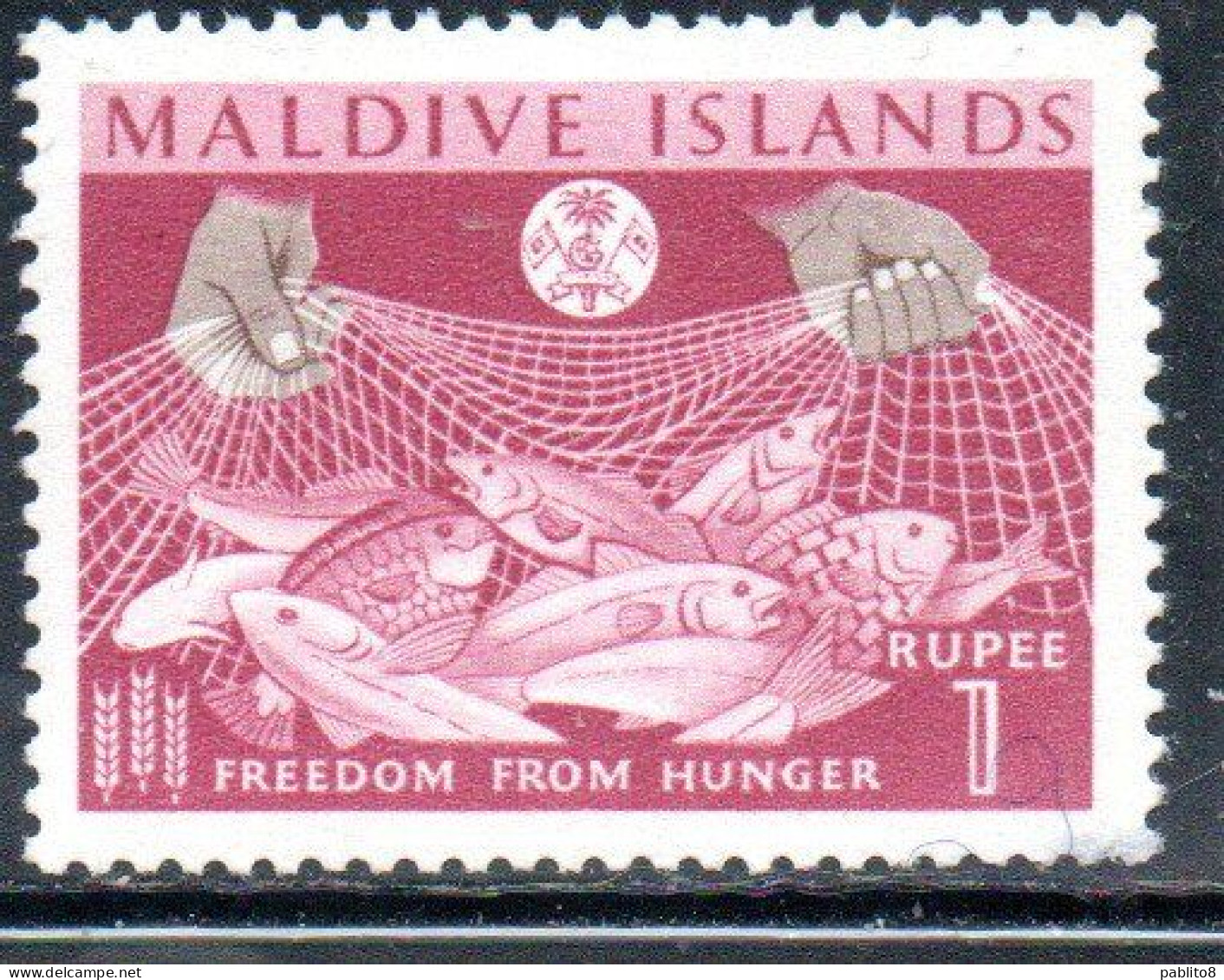 MALDIVES ISLANDS ISOLE MALDIVE BRITISH PROTECTORATED 1963 FAO FREEDOM FROM HUNGER 50L MLH - Maldive (...-1965)