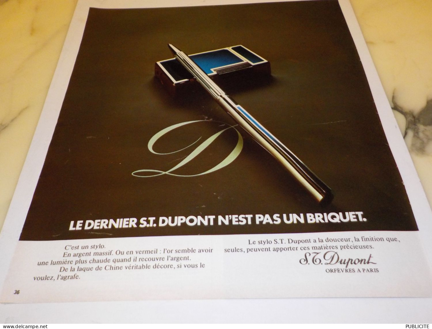 ANCIENNE PUBLICITE DERNIER ST DUPONT 1973 - Andere & Zonder Classificatie