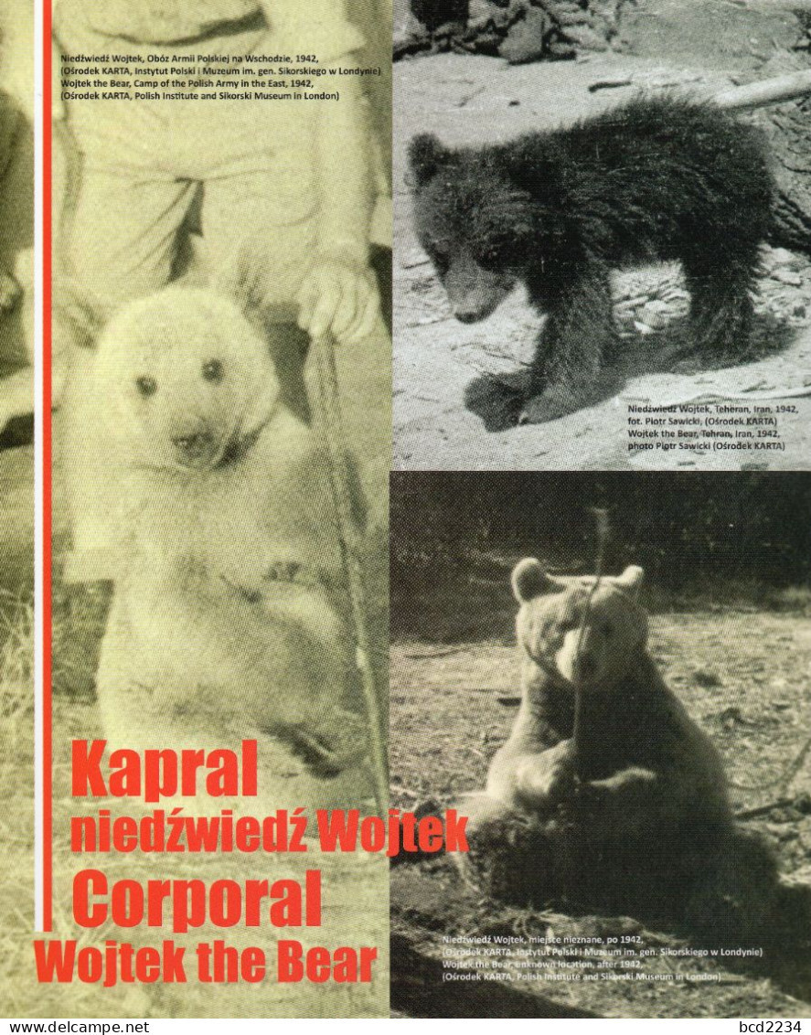 POLAND 2017 POLISH SPECIAL LIMITED EDITION FOLDER: CORPORAL WOJTEK THE SOLDIER BEAR WW2 ANDERS MONTE CASSINO II CORP - Storia Postale