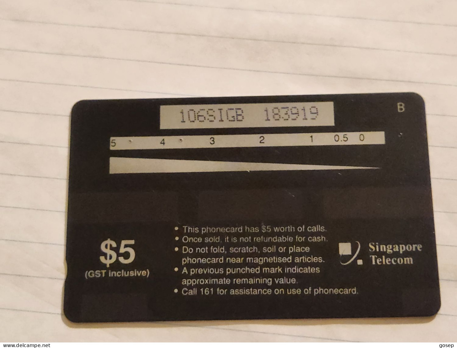 SINGAPORE-(106SIGB-O)-Fun Together-(220)($5)(106SIGB-183919)(tirage-?)(1/97)-used Card+1card Prepiad Free - Singapour