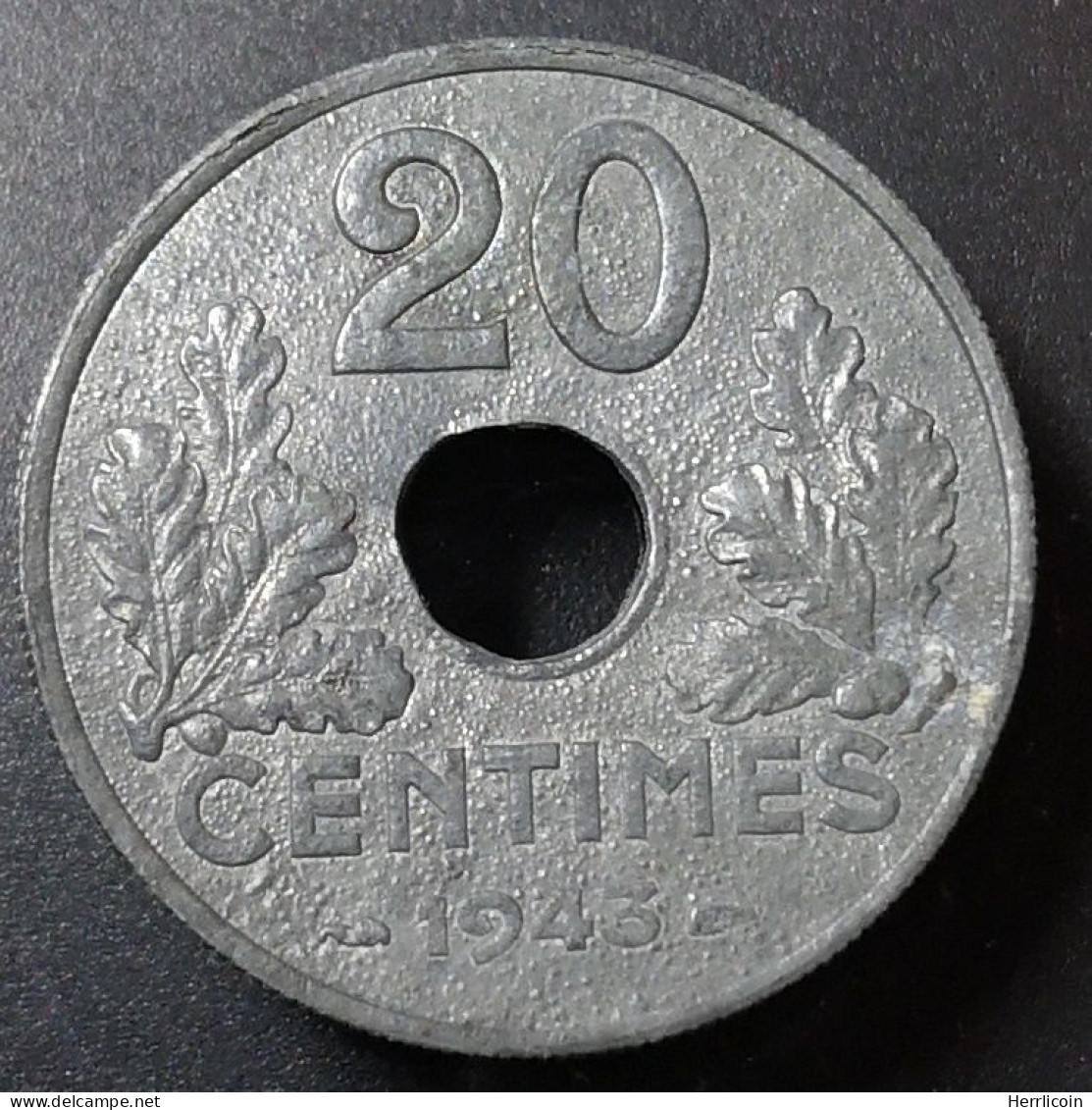 Monnaie France - 1943 - 20 Centimes Etat Français Zinc, Type 20, Lourde - 20 Centimes