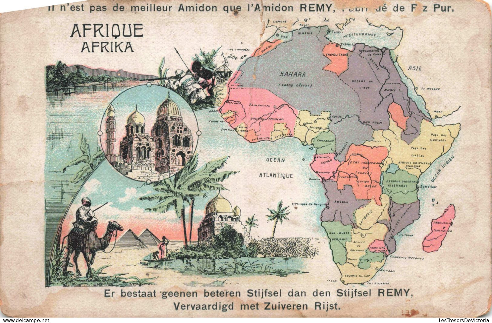 PUBLICITE - Amidon Remy - Afrique - Fabriqué De Riz Pur - Carte Postale Ancienne - Werbepostkarten