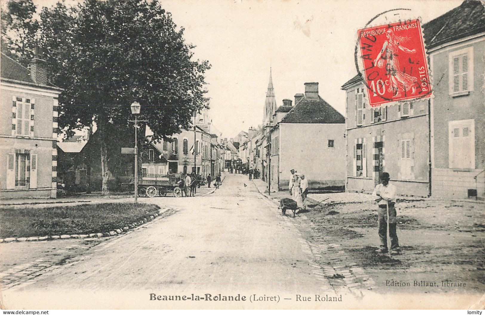 45 Beaune La Rolande Rue Roland Cpa Carte Animation Cachet Beaune La Rolande 1913 - Beaune-la-Rolande