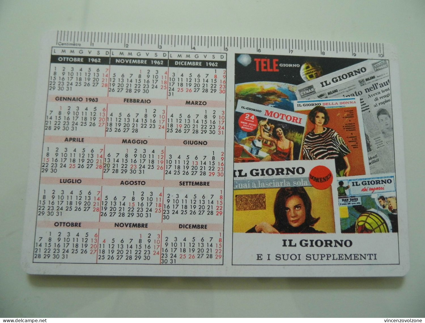 CALENDARIO TASCABILE CON CAMPIONATO DI CALCIO 1962 - 1963 "IL GIORNO" - Petit Format : 1961-70