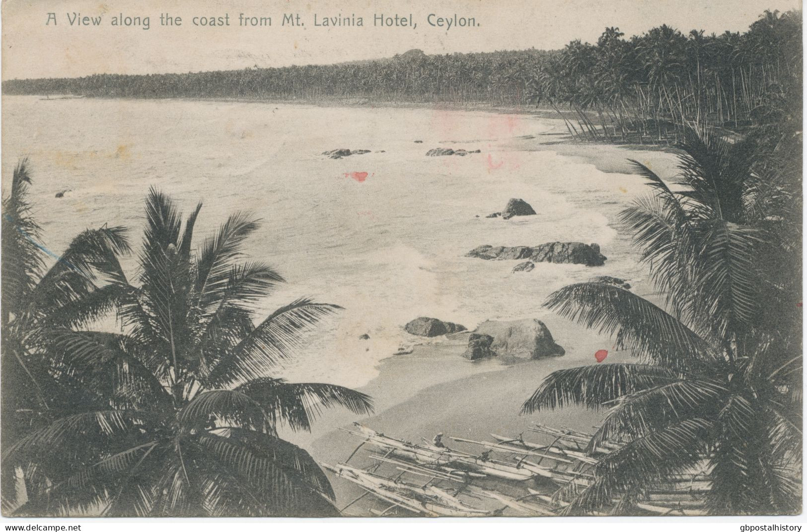 CEYLON / GB 1908 CDS Thimble 21mm "LONDON-N. / 19" Arrival Postmark On Re-directed Postcard From Ceylon - Briefe U. Dokumente