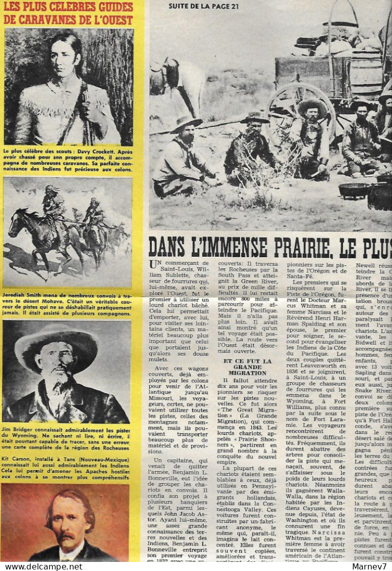 Extrait D'une Revue Sur L'épopée Du FAR-WEST - 4 Pages - Les GRANDES PISTES De L'OUEST - Davy Crockett - Jim Bridger - Supplies And Equipment