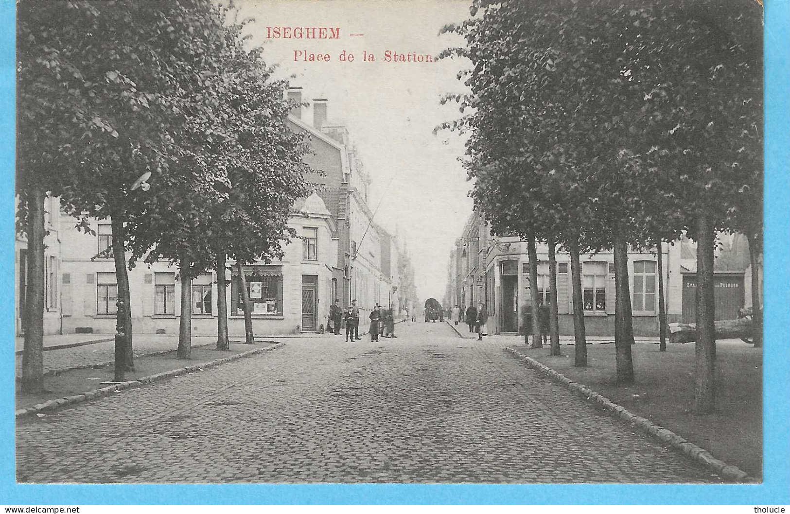 Izegem-Iseghem-1909-Statieplaats-Place De La Station-Magasin "Au Bon Marché"Links-gauche-geanimeerd-Gelopen-Uitg.E.& B. - Izegem