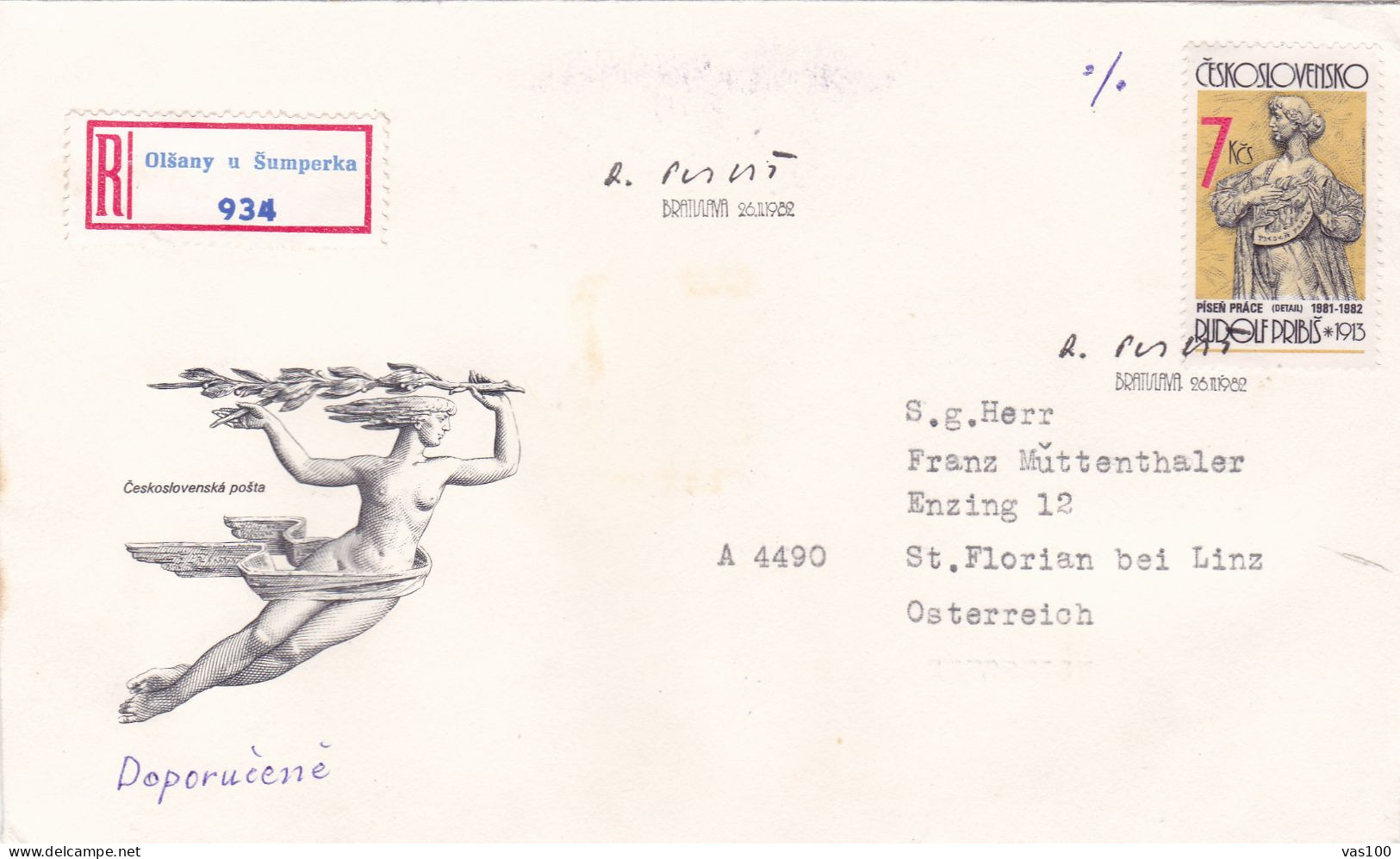 PISEI PRACE  COVERS 2 FDC  CIRCULATED 1982 Tchécoslovaquie - Brieven En Documenten