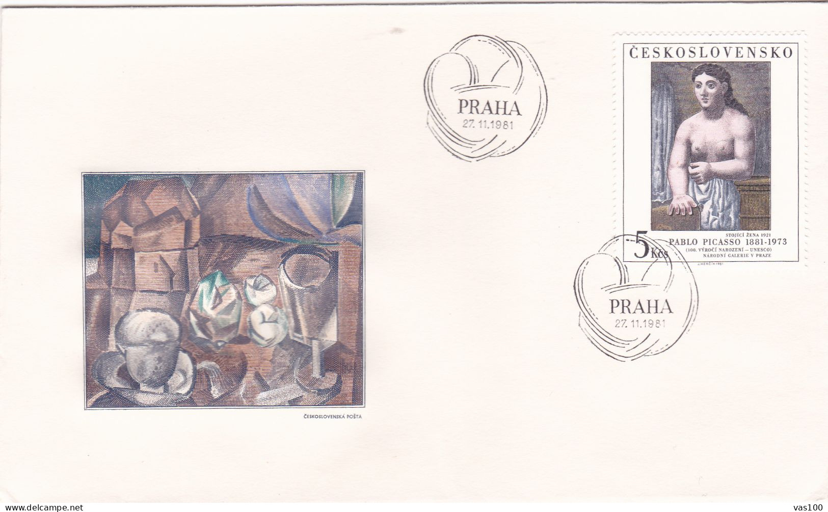 PICASSO'S PAINTING COVERS  FDC  CIRCULATED 1981 Tchécoslovaquie - Cartas & Documentos