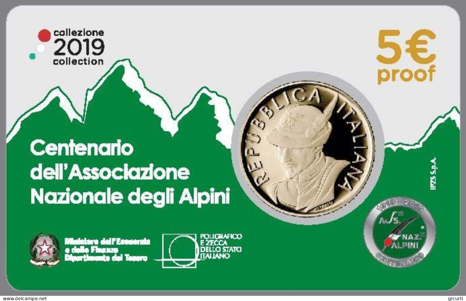 Italia - 5 Euro 2019 - 100° Associazione Nazionale Alpini - N# 223507 - UC# 213 - Italie