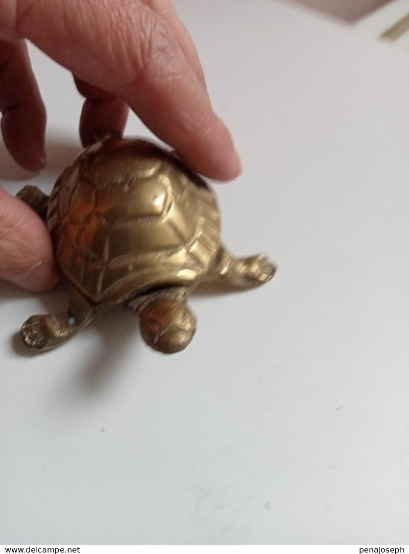 Statuette Tortue En Laiton 10 Cm X 9 Cm - Art Nouveau / Art Deco