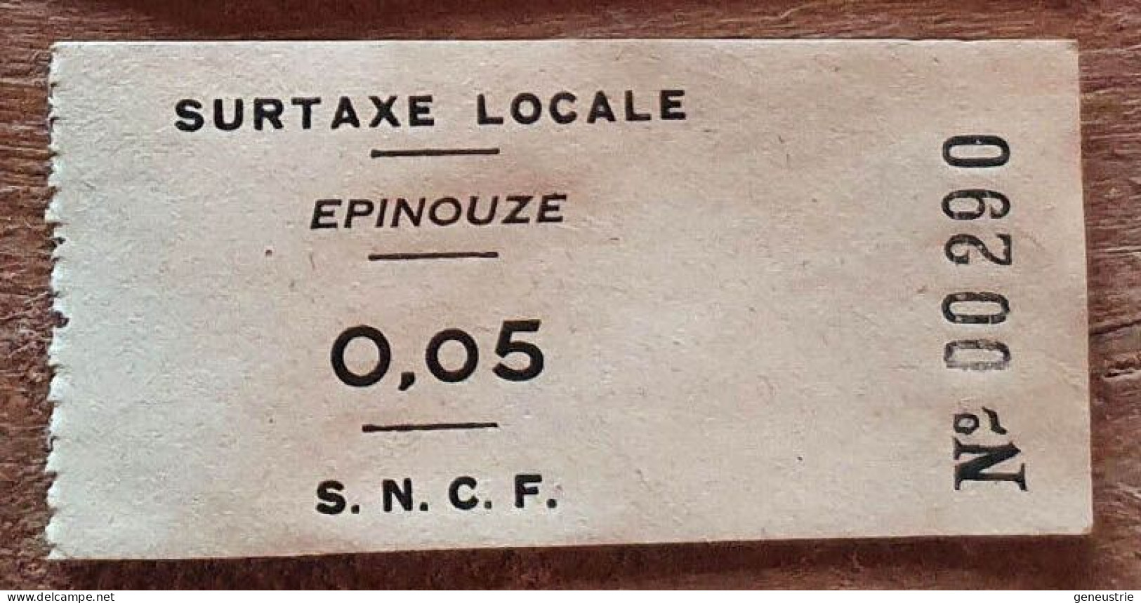 Ticket De Train Surtaxe Locale 1938/1939 Epinouze 0,05F (Ligne SNCF St Rambert / Rives) - Europa