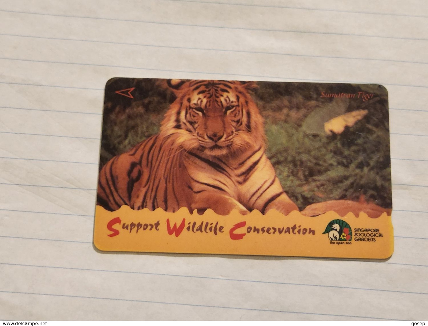 SINGAPORE-(94SIGA-0/a)-Sumatran Tiger-(225)($10)(94SIGA-030410)(tirage-600.000)(1/97)-used Card+1card Prepiad Free - Singapour