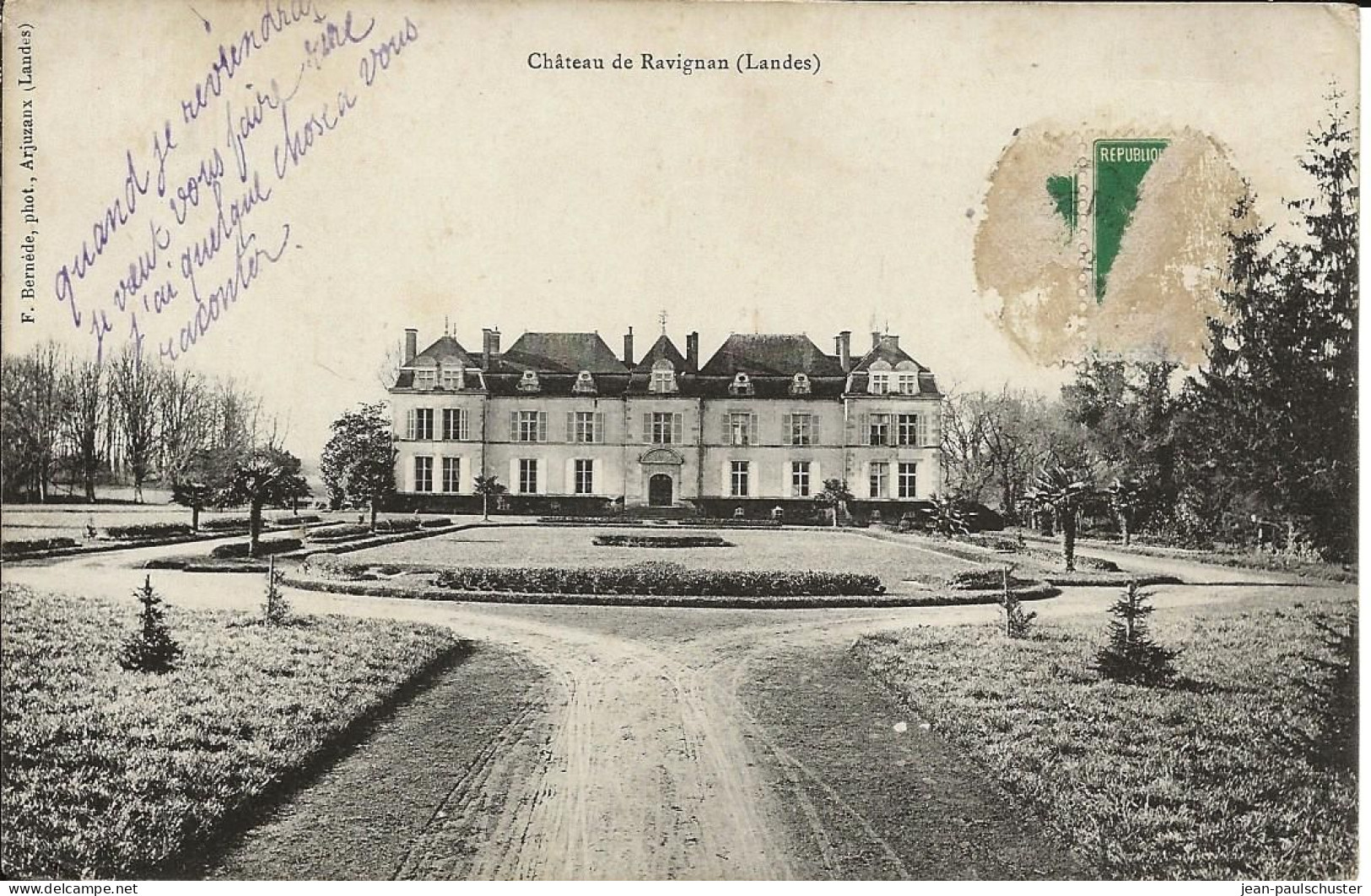 40 Villeneuve De Marsan -  Château De Ravignan  (Landes)  -   ** CPA ** Timbre Arraché Voir Scan - Villeneuve De Marsan