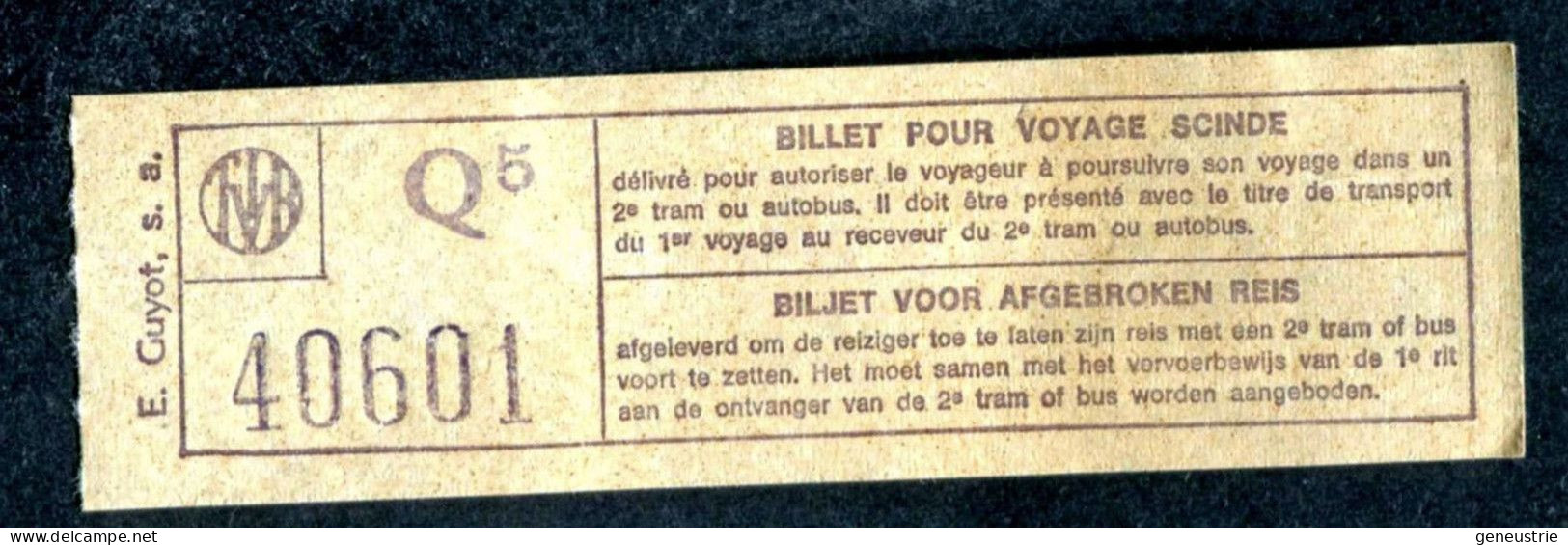 Ticket De Tramways Bruxellois Années 40/50 - Billet Tramway Bruxelles - Tram Belgique - Europe