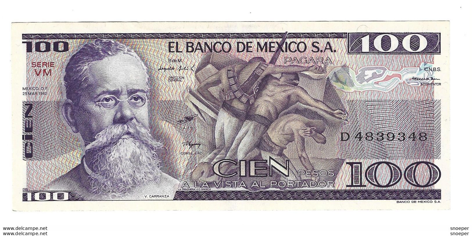 Mexico 100 Pesos 1982  74c  Unc - Mexique