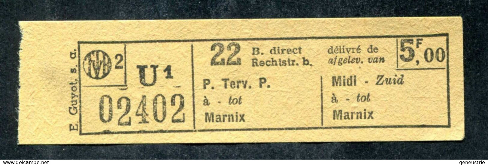 Ticket De Tramways Bruxellois Années 40/50 - Billet Tramway Bruxelles - Belgique - Europe