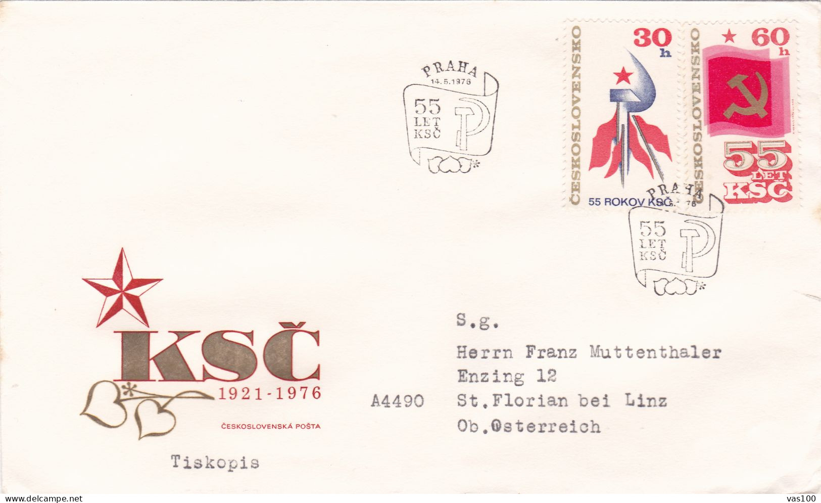 THE COMMUNIST PA COVERS  FDC  CIRCULATED 1976 Tchécoslovaquie - Cartas & Documentos