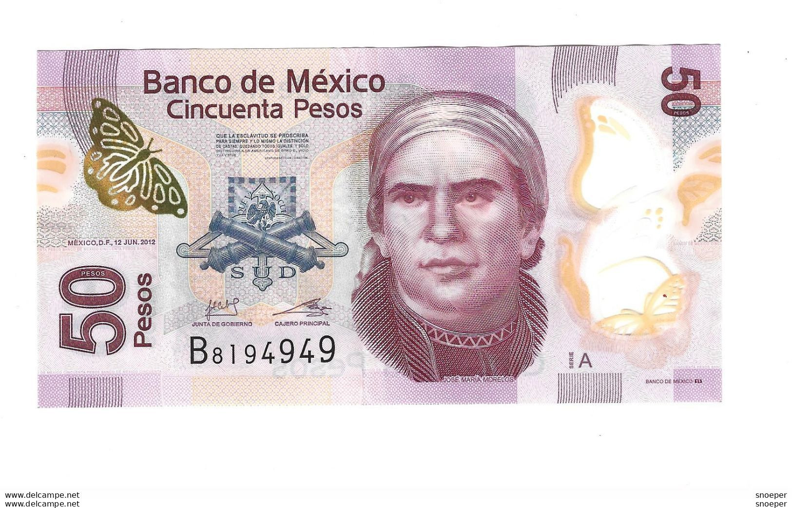 *mexico 50 Pesos 2012    123a - Mexique